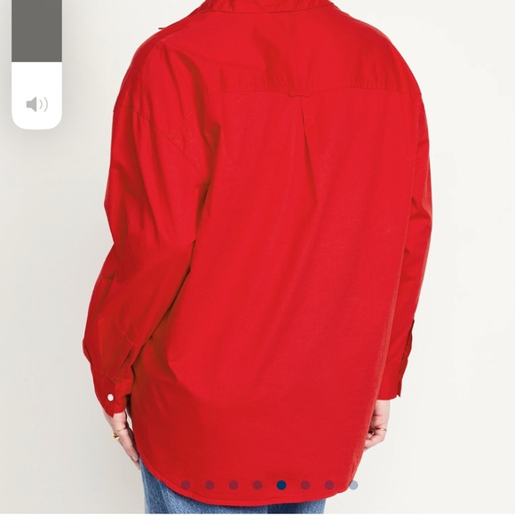 NWT OLD NAVY Oversized Button-Down Boyfriend Shirt Robbie Red M - Picture 6 of 7